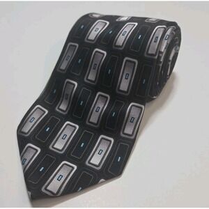 Kilburne and Finch Tie 100% Silk Geometric Blue White Rectangles 3.75"x60"